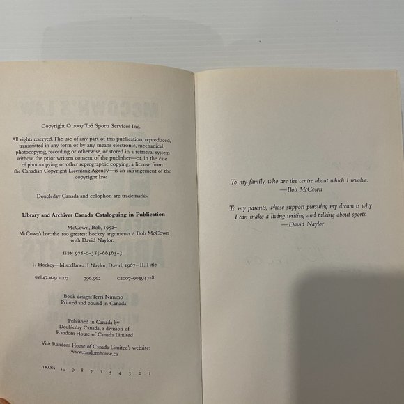 McCown's Law 100 Greatest Hockey Arguments Soft Cover Book SIGNED - Like New - Picture 4 of 4